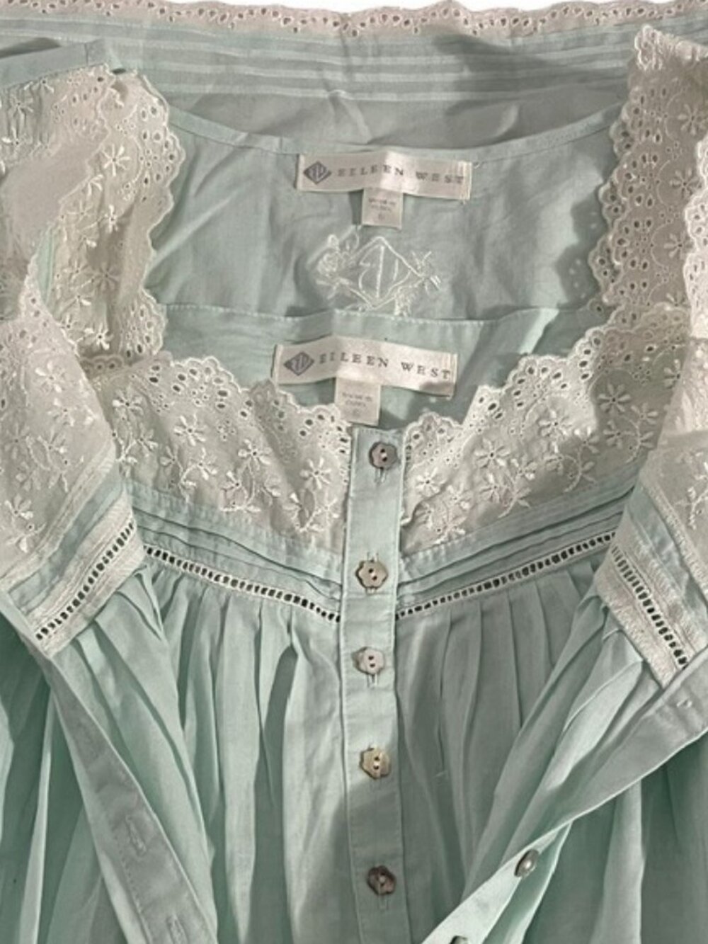 EILEEN WEST Light Mint Green Nightgown With Robe Set Size S NWOT